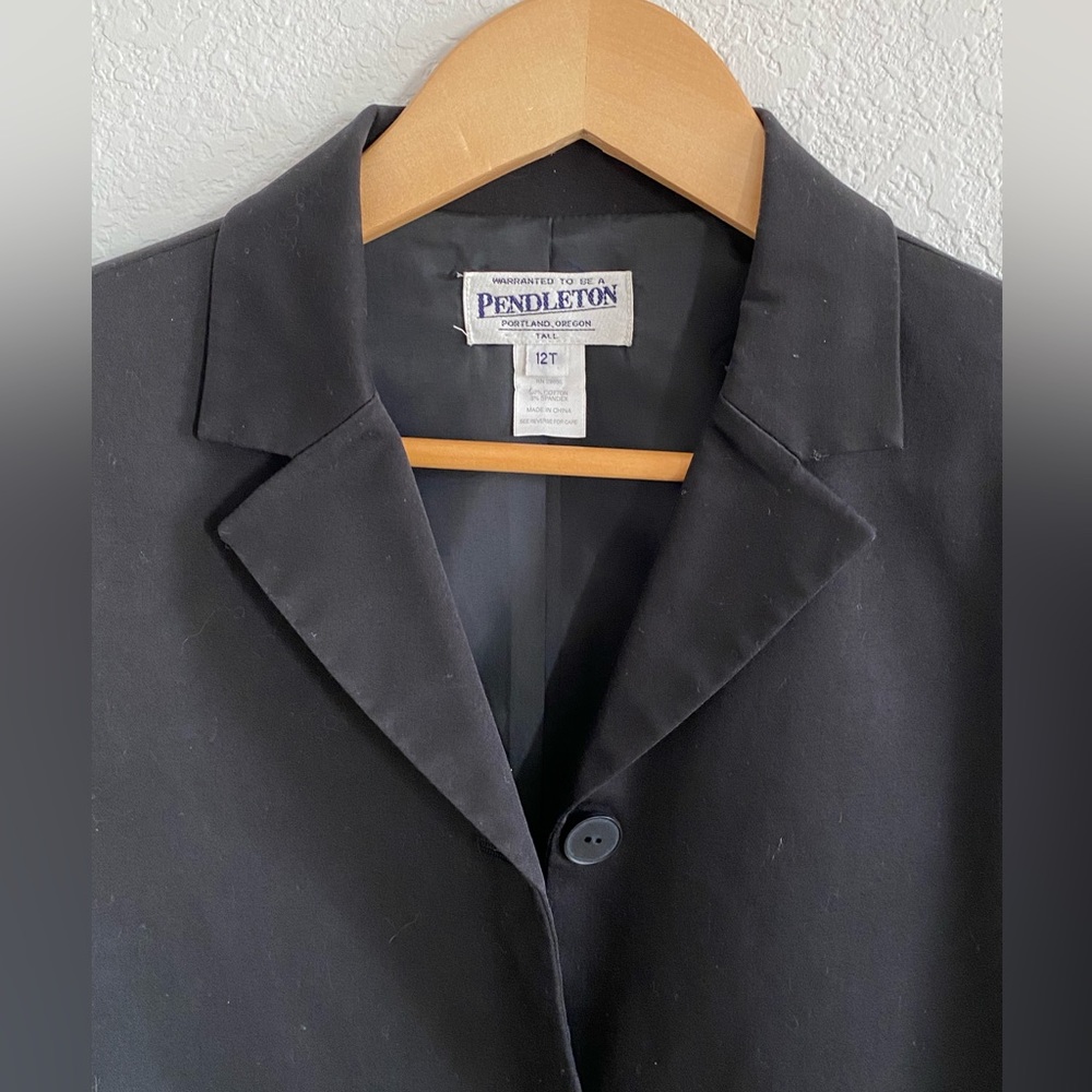 Pendleton, Black Button Front Blazer Size 12 Tall - image 4